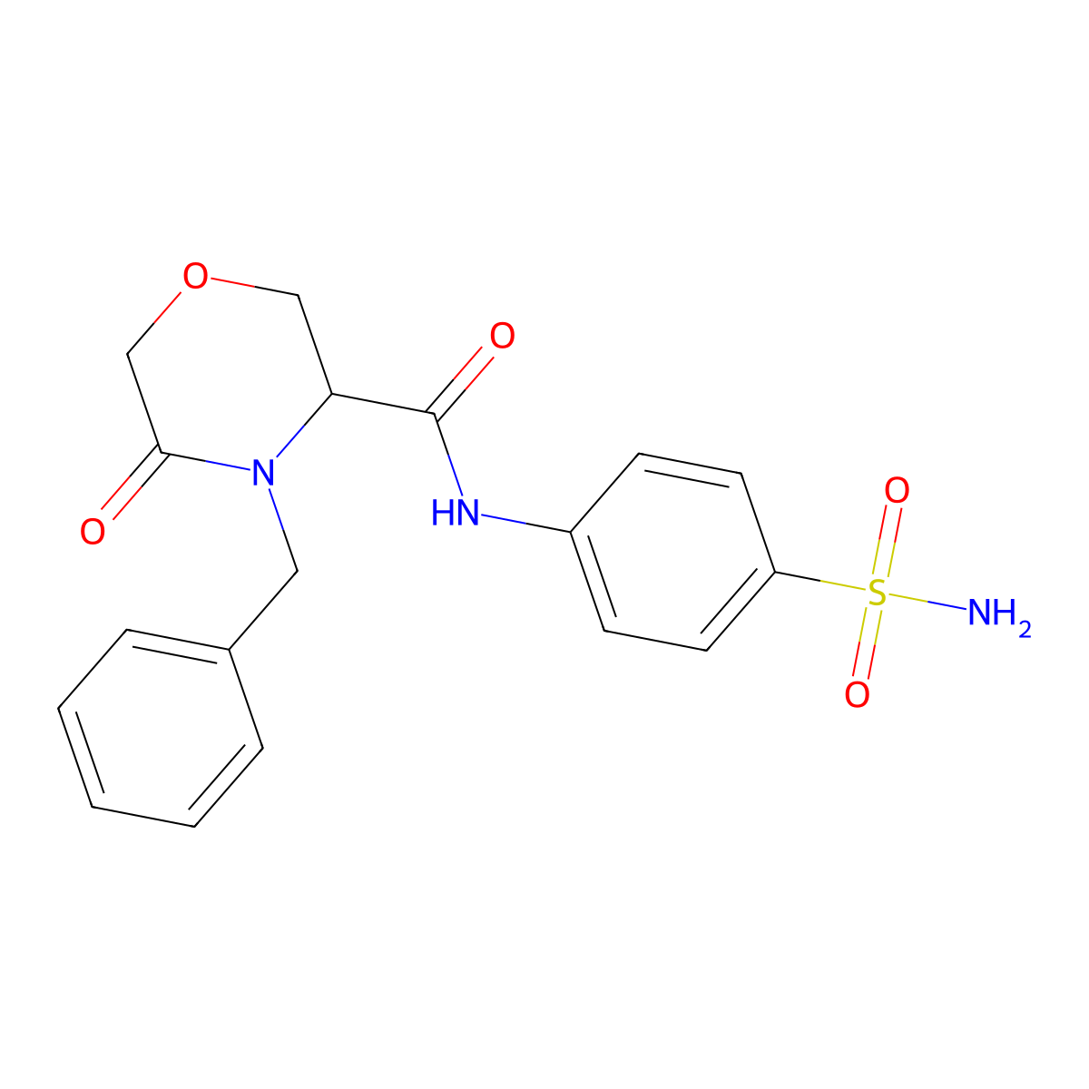 4-benzyl-5-oxo-N-(4-sulfamoylphenyl)morpholine-3-carboxamide molecular structure, CAS 1351587-17-1