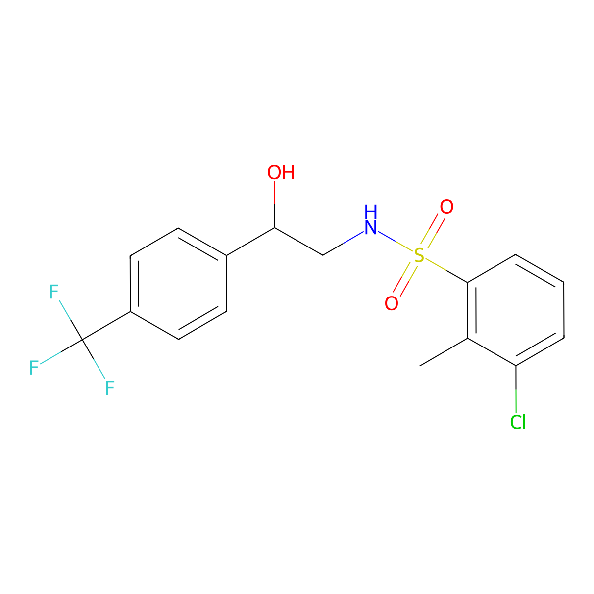 3-chloro-N-(2-hydroxy-2-(4-(trifluoromethyl)phenyl)ethyl)-2-methylbenzenesulfonamide molecular structure, CAS 1351587-20-6