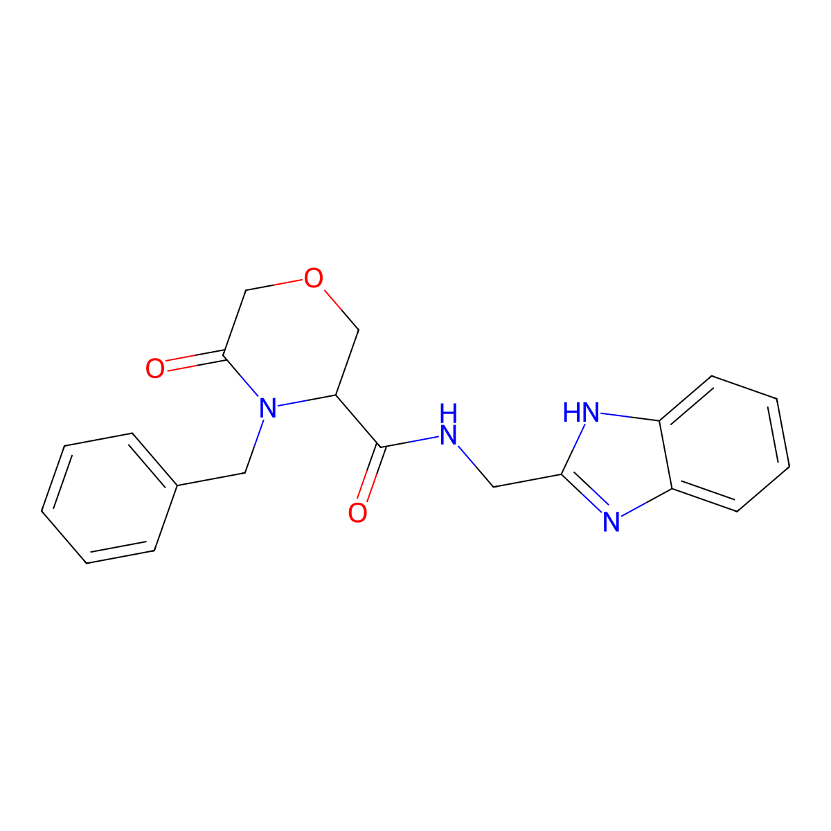 N-[(1H-1,3-benzodiazol-2-yl)methyl]-4-benzyl-5-oxomorpholine-3-carboxamide molecular structure, CAS 1351587-26-2