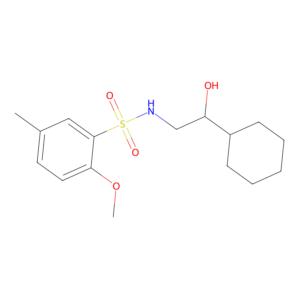 N-(2-cyclohexyl-2-hydroxyethyl)-2-methoxy-5-methylbenzenesulfonamide molecular structure, CAS 1351587-28-4