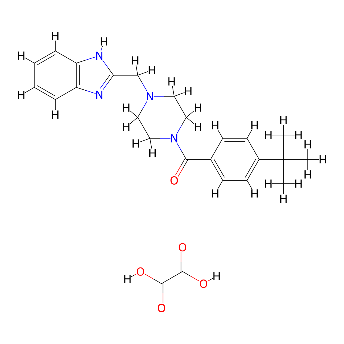 (4-((1H-benzo[d]imidazol-2-yl)methyl)piperazin-1-yl)(4-(tert-butyl)phenyl)methanone oxalate molecular structure, CAS 1351587-31-9