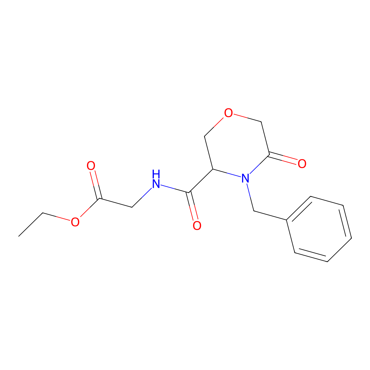 Ethyl 2-(4-benzyl-5-oxomorpholine-3-carboxamido)acetate molecular structure, CAS 1351587-34-2