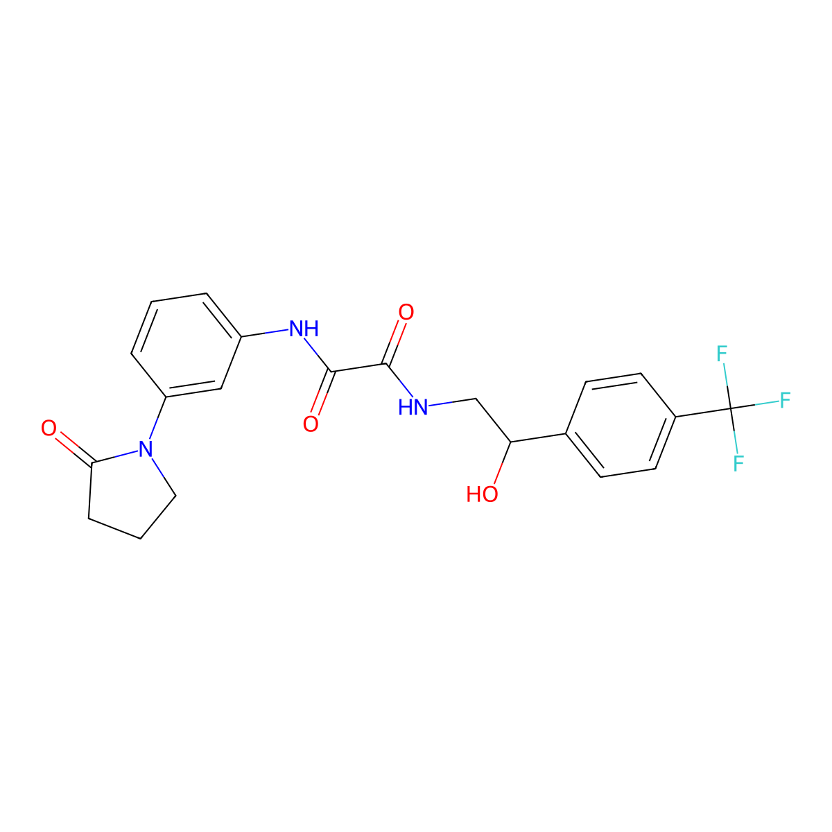 N1-(2-hydroxy-2-(4-(trifluoromethyl)phenyl)ethyl)-N2-(3-(2-oxopyrrolidin-1-yl)phenyl)oxalamide molecular structure, CAS 1351587-50-2