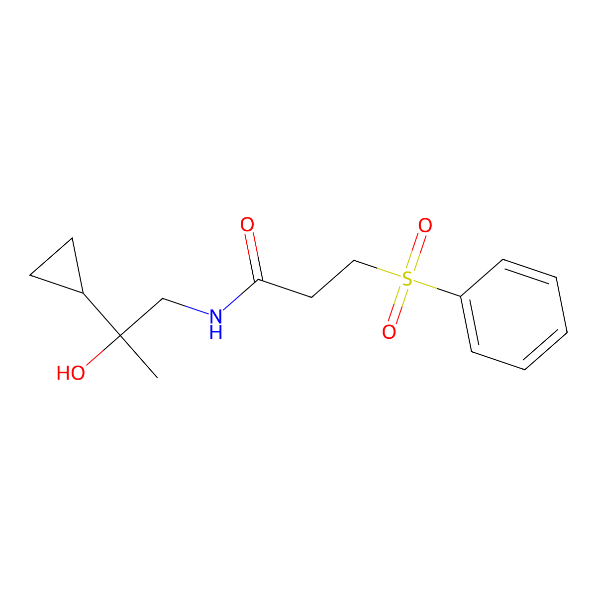 N-(2-cyclopropyl-2-hydroxypropyl)-3-(phenylsulfonyl)propanamide molecular structure, CAS 1351587-51-3