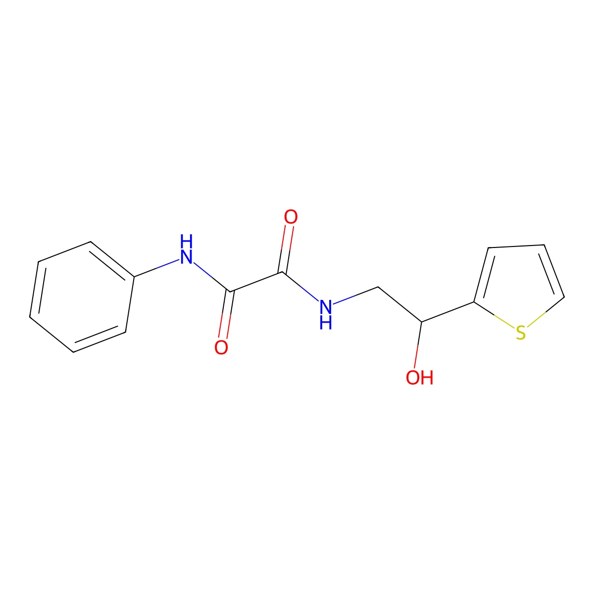 N1-(2-hydroxy-2-(thiophen-2-yl)ethyl)-N2-phenyloxalamide molecular structure, CAS 1351587-54-6
