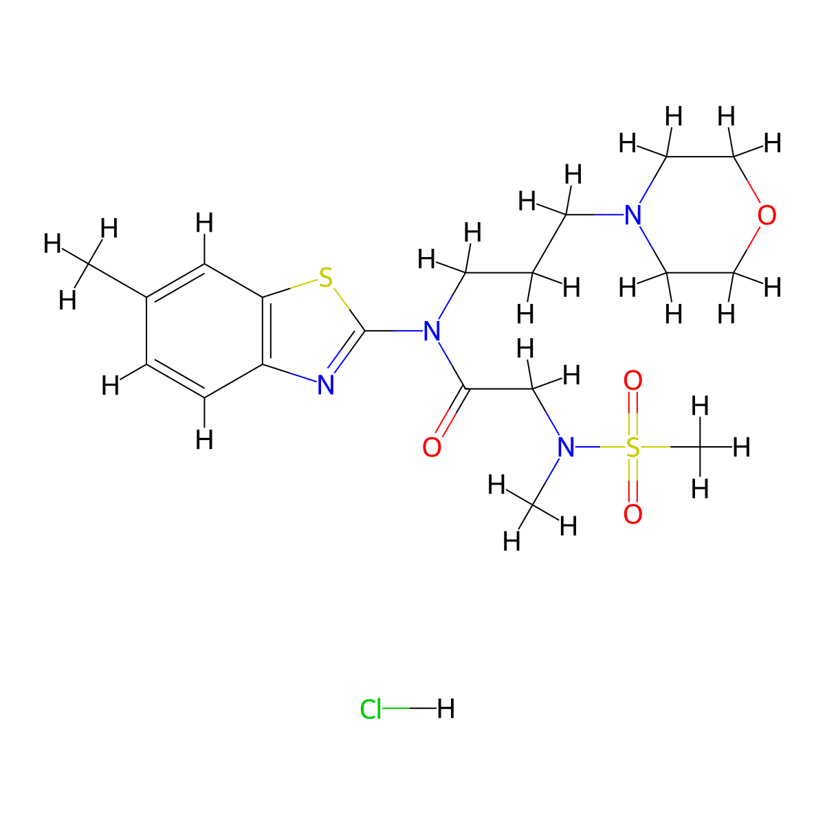N-(6-methylbenzo[d]thiazol-2-yl)-2-(N-methylmethylsulfonamido)-N-(3-morpholinopropyl)acetamide hydrochloride molecular structure, CAS 1351587-58-0