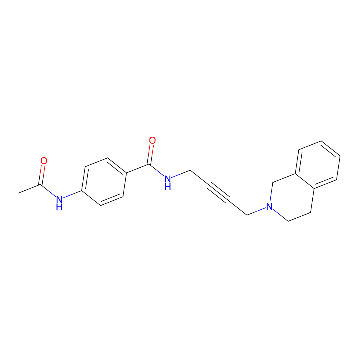 4-acetamido-N-(4-(3,4-dihydroisoquinolin-2(1H)-yl)but-2-yn-1-yl)benzamide molecular structure, CAS 1351587-60-4