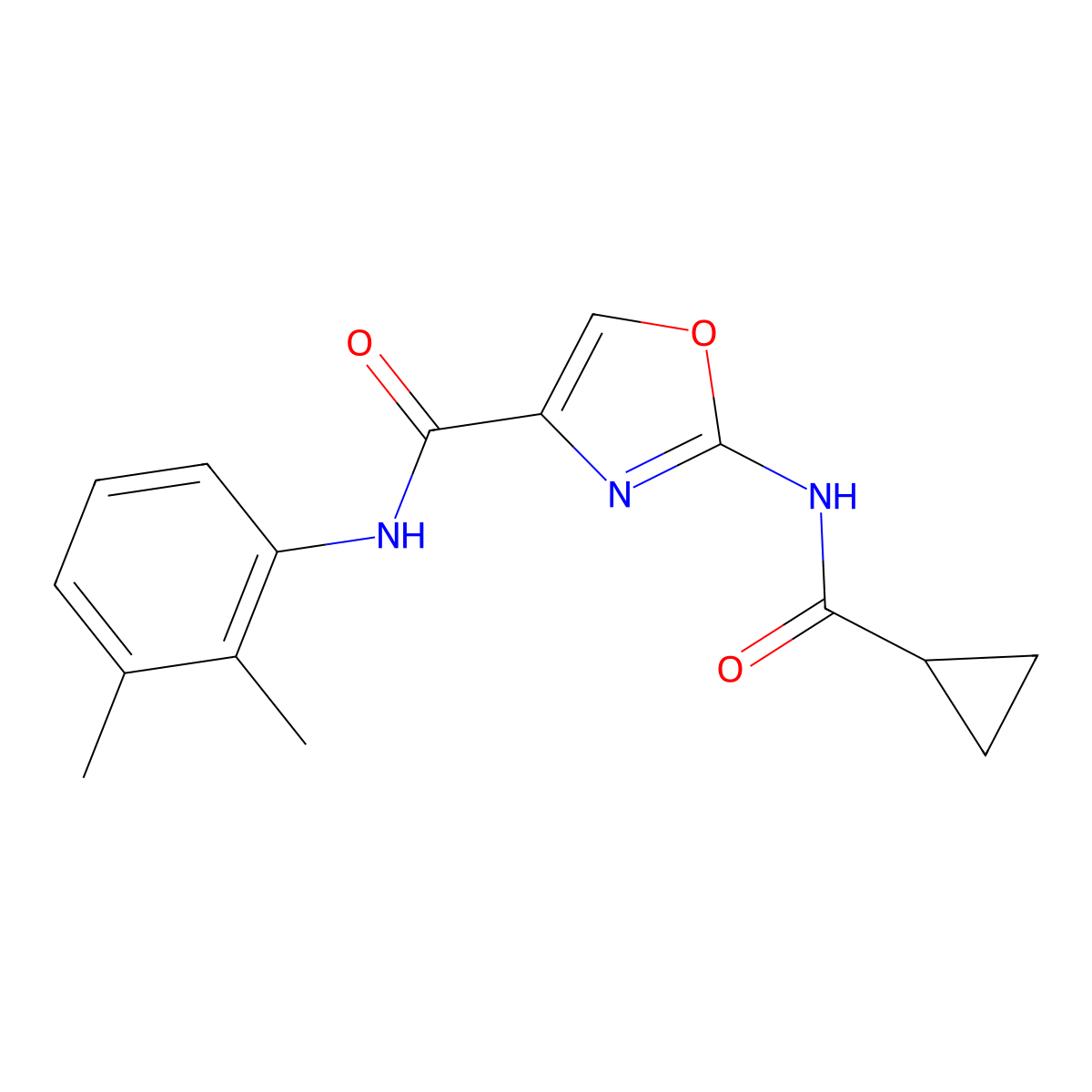 2-(cyclopropanecarboxamido)-N-(2,3-dimethylphenyl)oxazole-4-carboxamide molecular structure, CAS 1351587-61-5