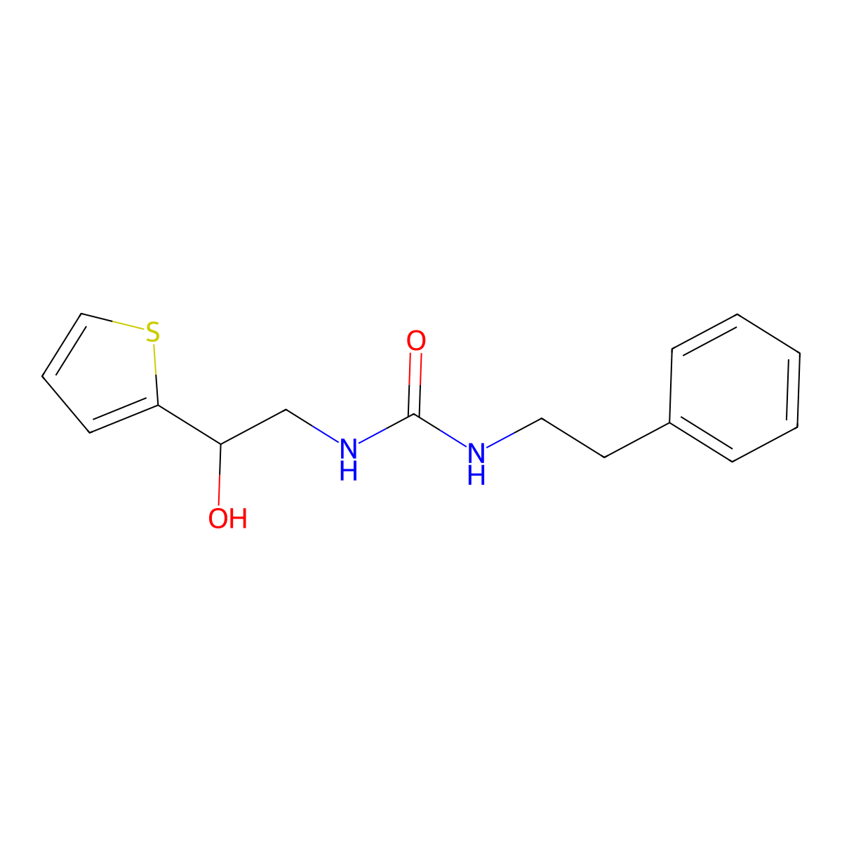 1-(2-Hydroxy-2-(thiophen-2-yl)ethyl)-3-phenethylurea molecular structure, CAS 1351587-75-1