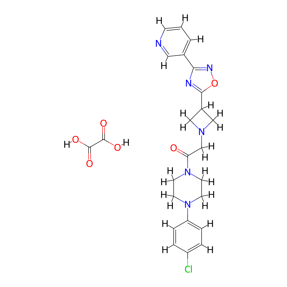 1-(4-(4-Chlorophenyl)piperazin-1-yl)-2-(3-(3-(pyridin-3-yl)-1,2,4-oxadiazol-5-yl)azetidin-1-yl)ethanone oxalate molecular structure, CAS 1351587-78-4