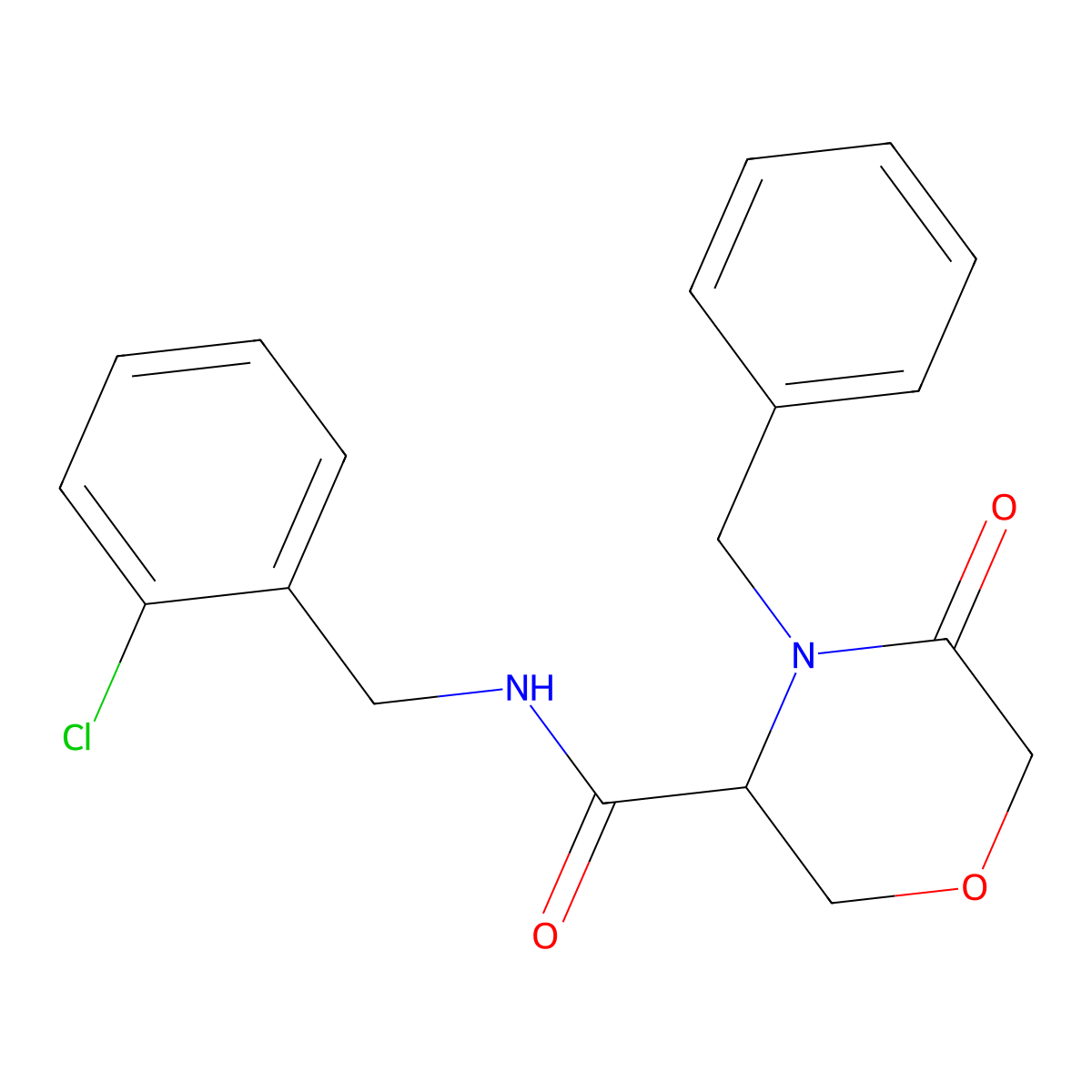 4-benzyl-N-(2-chlorobenzyl)-5-oxomorpholine-3-carboxamide molecular structure, CAS 1351587-82-0