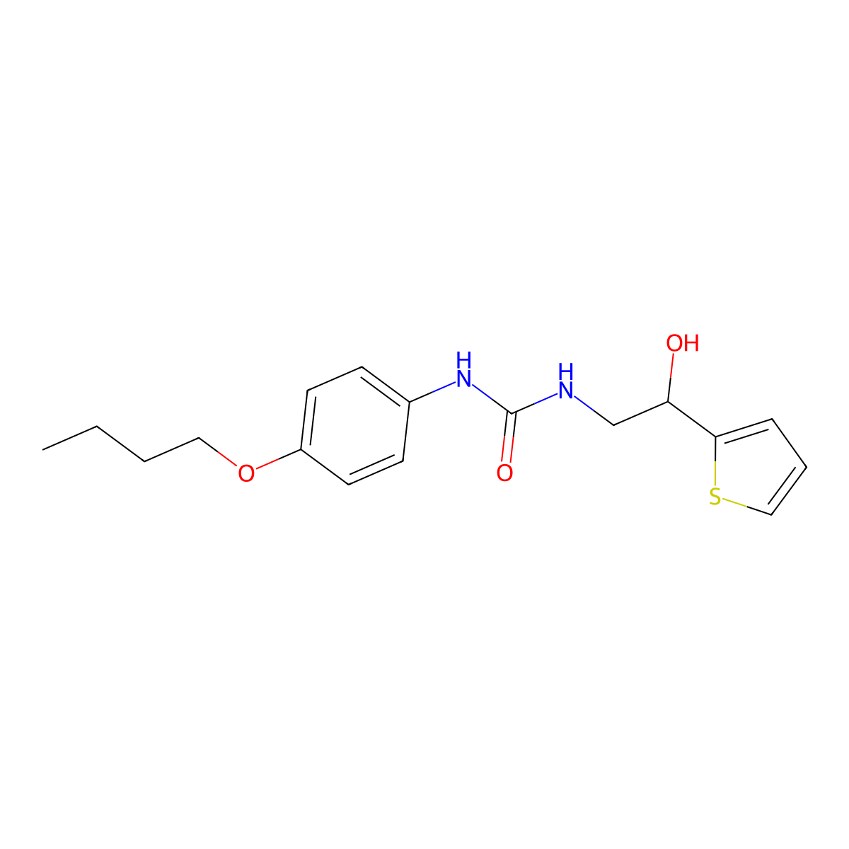 1-(4-Butoxyphenyl)-3-[2-hydroxy-2-(thiophen-2-yl)ethyl]urea molecular structure, CAS 1351587-83-1