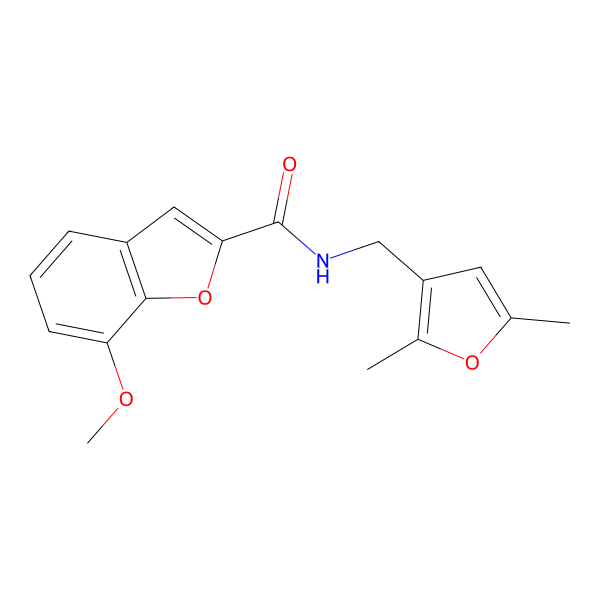 N-((2,5-dimethylfuran-3-yl)methyl)-7-methoxybenzofuran-2-carboxamide molecular structure, CAS 1351587-84-2