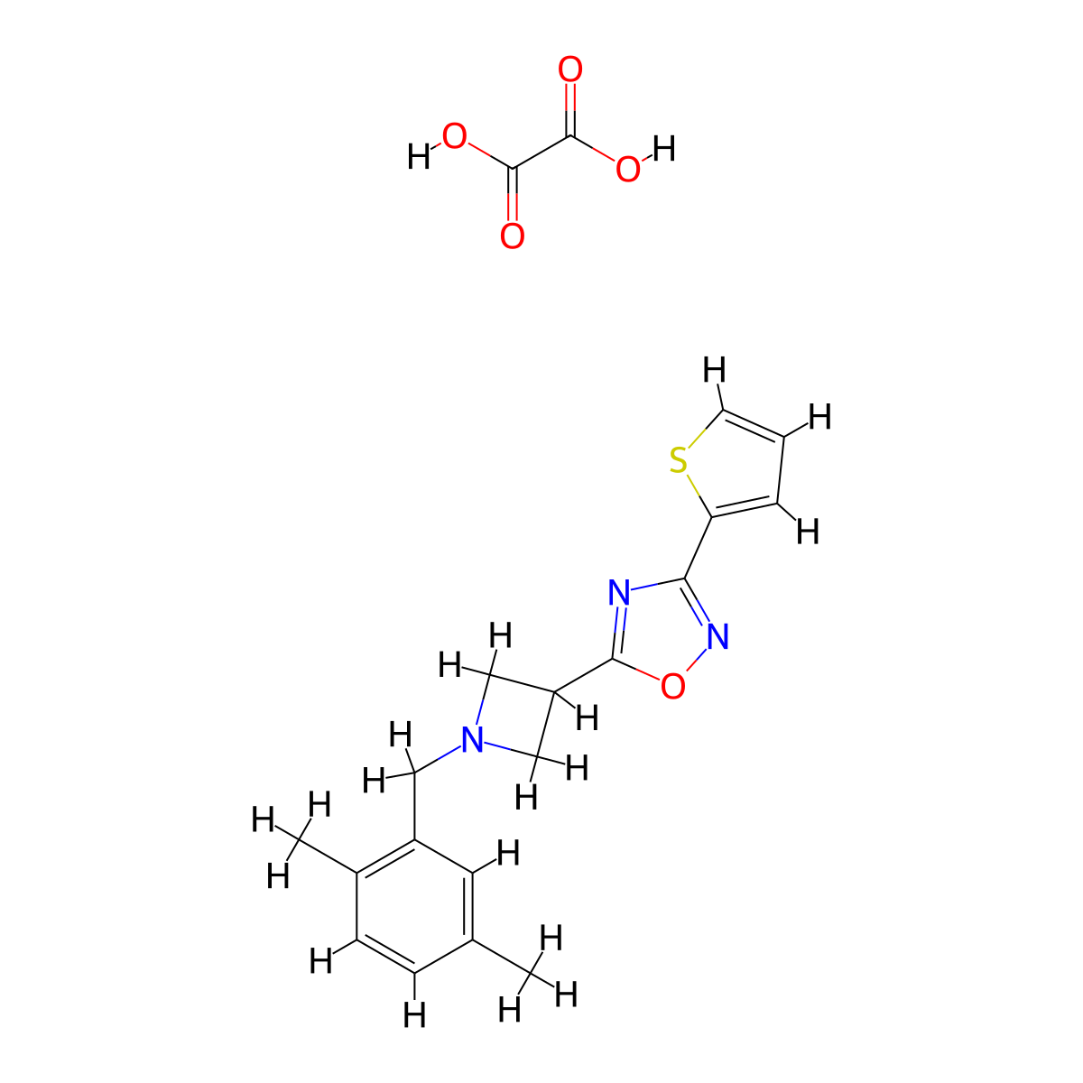 5-(1-(2,5-Dimethylbenzyl)azetidin-3-yl)-3-(thiophen-2-yl)-1,2,4-oxadiazole oxalate molecular structure, CAS 1351588-00-5