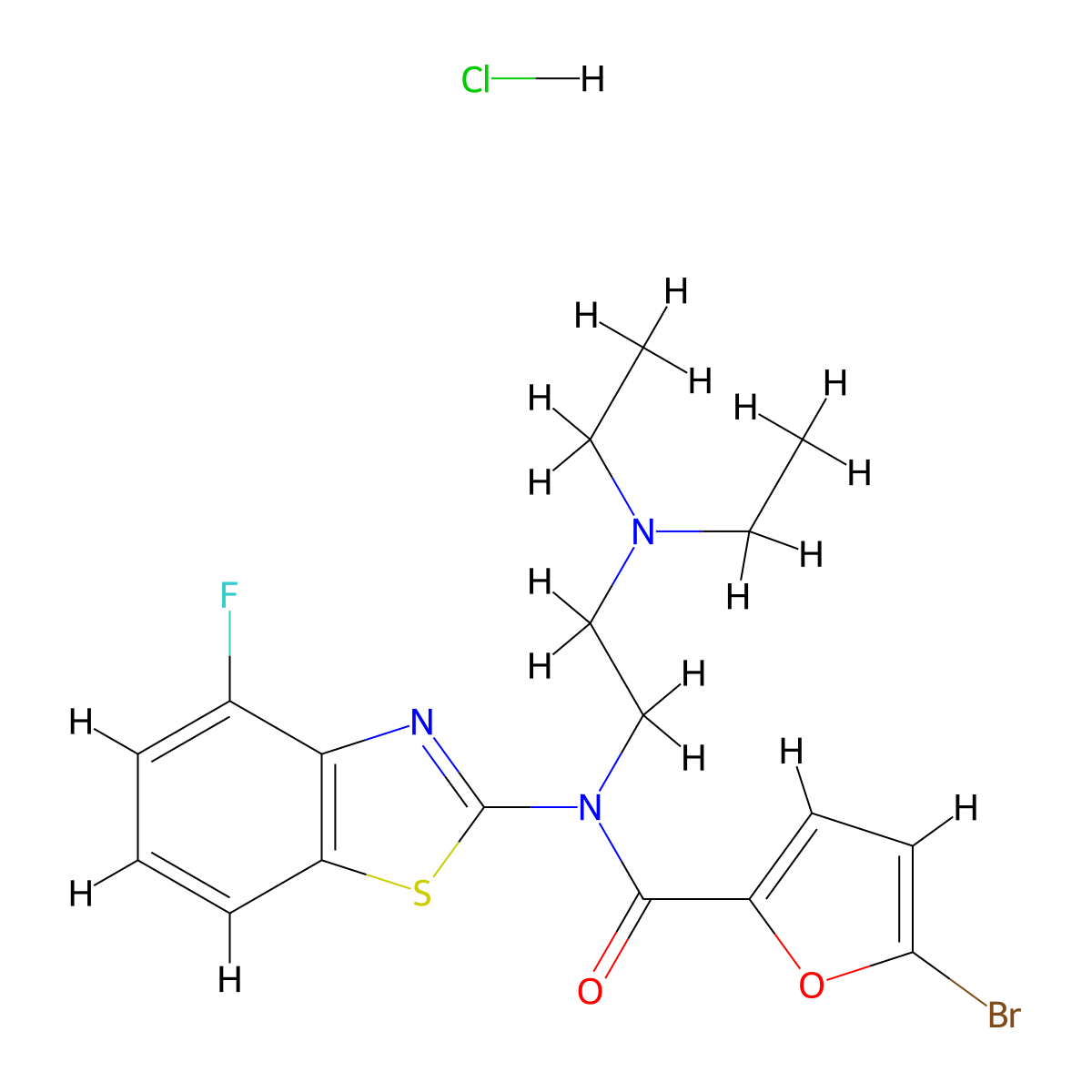 5-bromo-N-(2-(diethylamino)ethyl)-N-(4-fluorobenzo[d]thiazol-2-yl)furan-2-carboxamide hydrochloride molecular structure, CAS 1351588-04-9