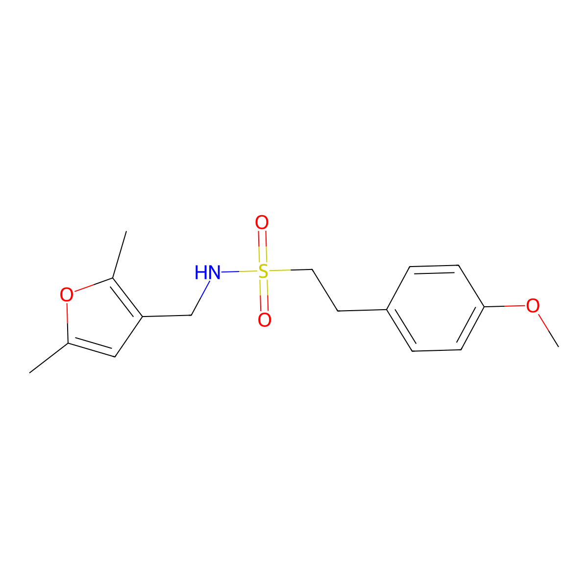 N-((2,5-dimethylfuran-3-yl)methyl)-2-(4-methoxyphenyl)ethanesulfonamide molecular structure, CAS 1351588-06-1