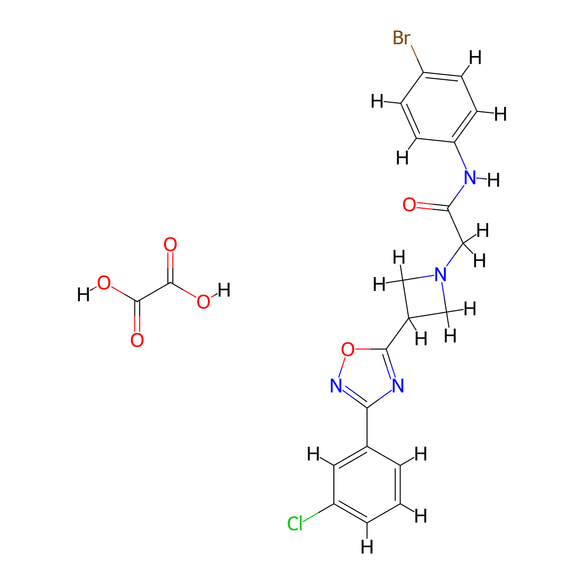N-(4-bromophenyl)-2-(3-(3-(3-chlorophenyl)-1,2,4-oxadiazol-5-yl)azetidin-1-yl)acetamide oxalate molecular structure, CAS 1351588-09-4