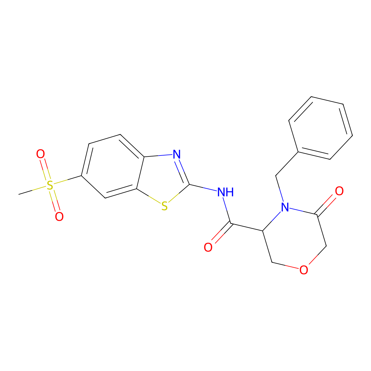 4-benzyl-N-(6-(methylsulfonyl)benzo[d]thiazol-2-yl)-5-oxomorpholine-3-carboxamide molecular structure, CAS 1351588-11-8