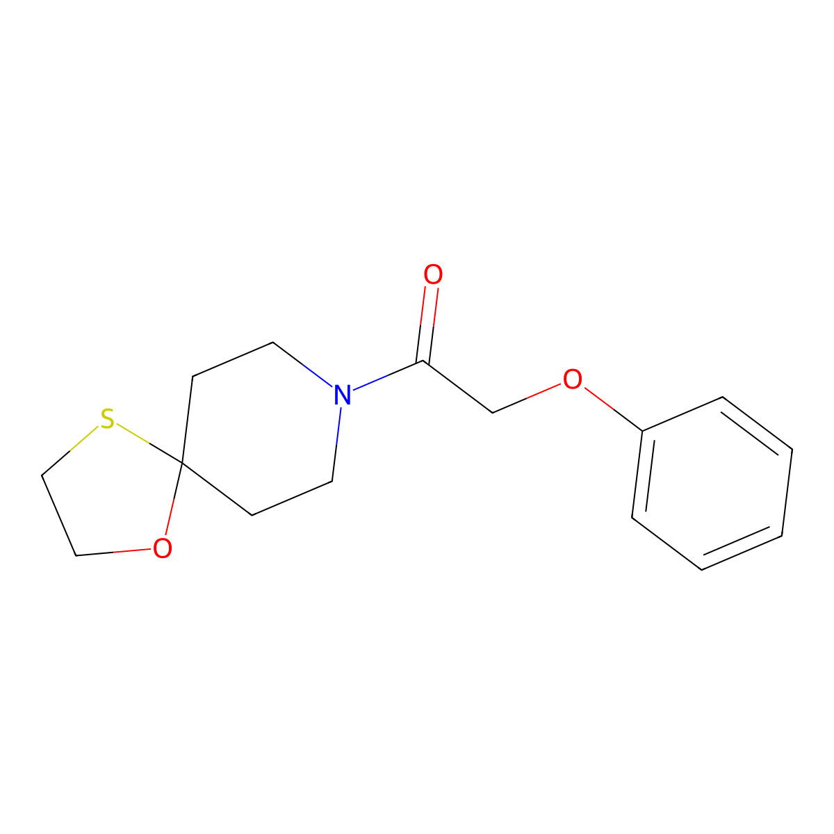 2-Phenoxy-1-(1-oxa-4-thia-8-azaspiro[4.5]decan-8-yl)ethanone molecular structure, CAS 1351588-18-5