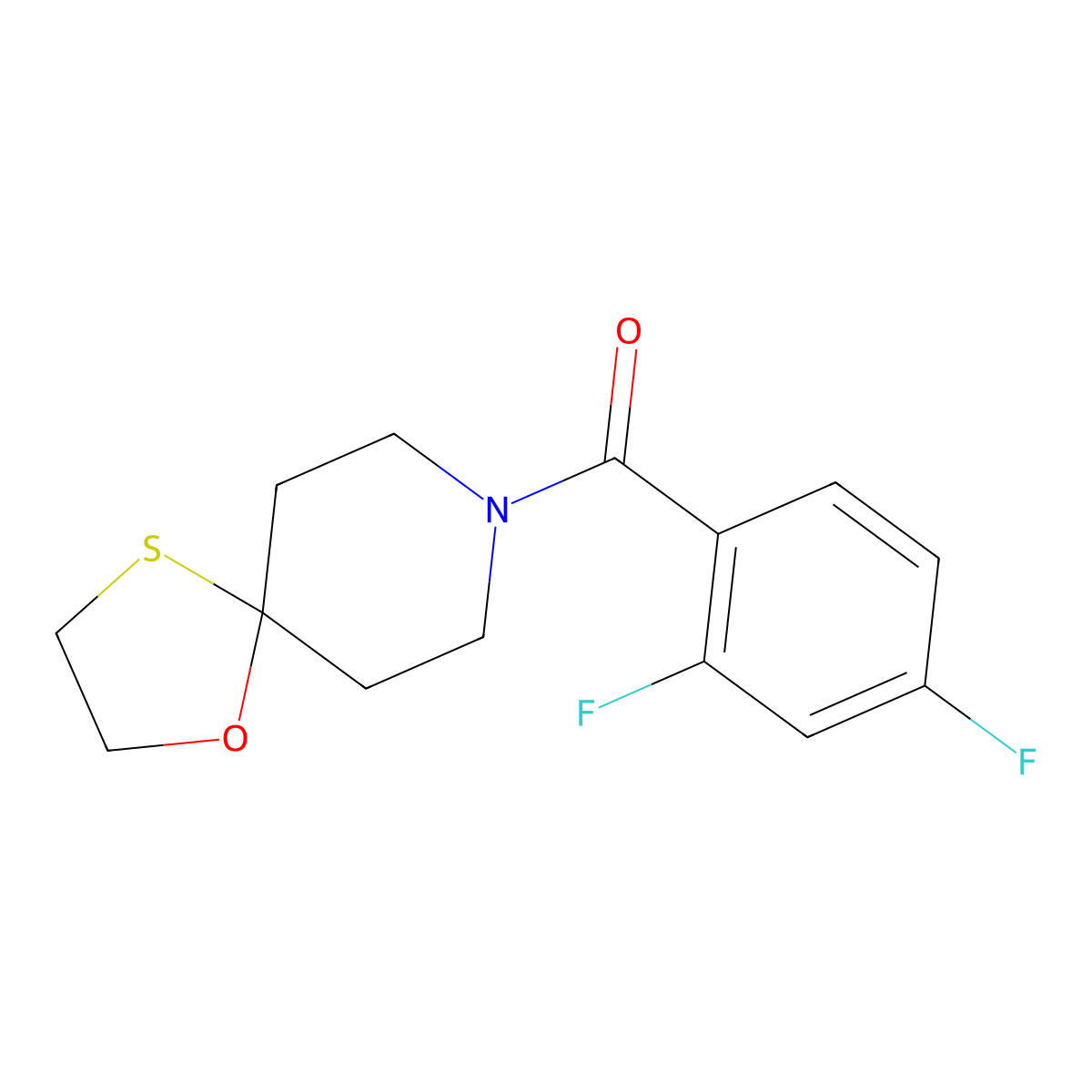 (2,4-Difluorophenyl)(1-oxa-4-thia-8-azaspiro[4.5]decan-8-yl)methanone molecular structure, CAS 1351588-25-4