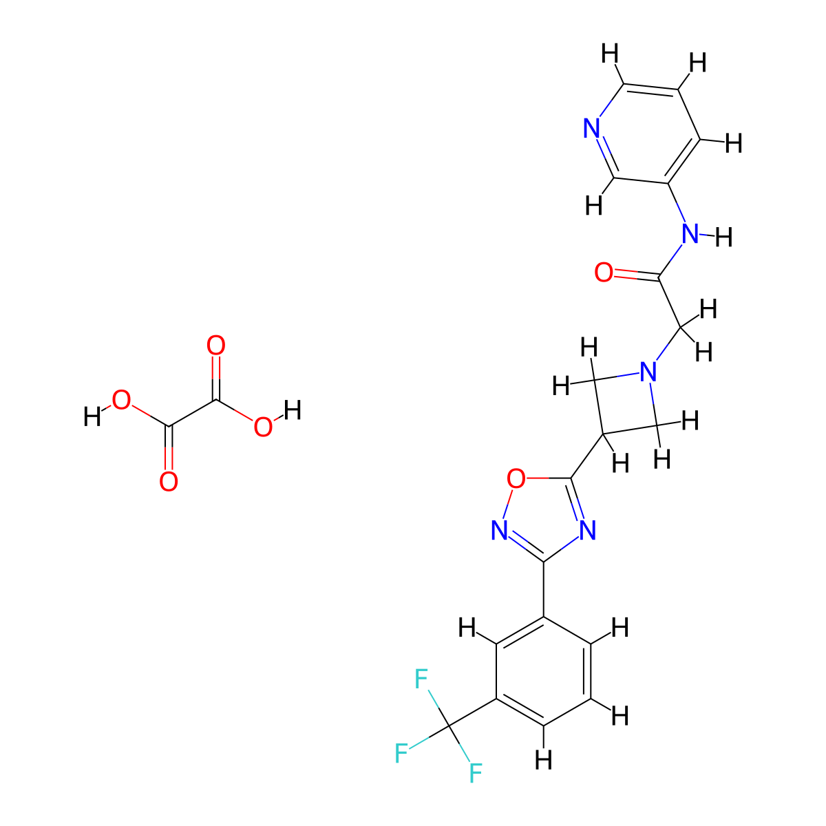 N-(pyridin-3-yl)-2-(3-(3-(3-(trifluoromethyl)phenyl)-1,2,4-oxadiazol-5-yl)azetidin-1-yl)acetamide oxalate molecular structure, CAS 1351588-27-6