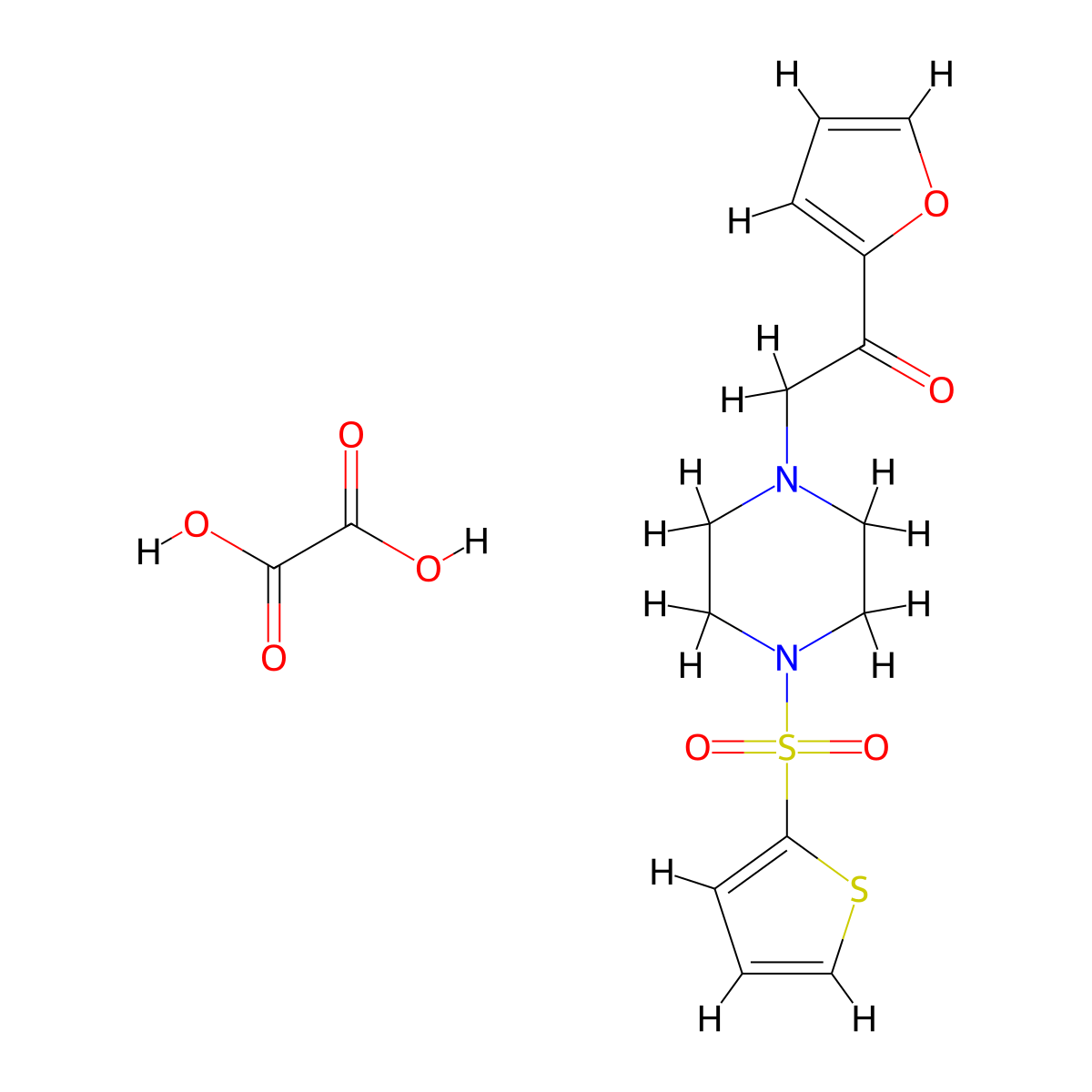 1-(Furan-2-yl)-2-(4-(thiophen-2-ylsulfonyl)piperazin-1-yl)ethanone oxalate molecular structure, CAS 1351588-30-1