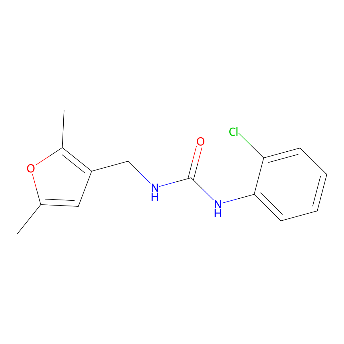 1-(2-Chlorophenyl)-3-[(2,5-dimethylfuran-3-yl)methyl]urea molecular structure, CAS 1351588-42-5