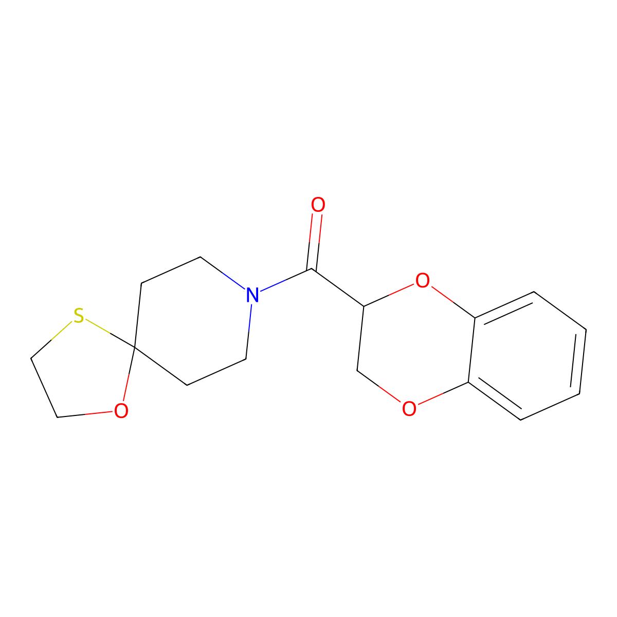 (2,3-Dihydrobenzo[b][1,4]dioxin-2-yl)(1-oxa-4-thia-8-azaspiro[4.5]decan-8-yl)methanone molecular structure, CAS 1351588-44-7