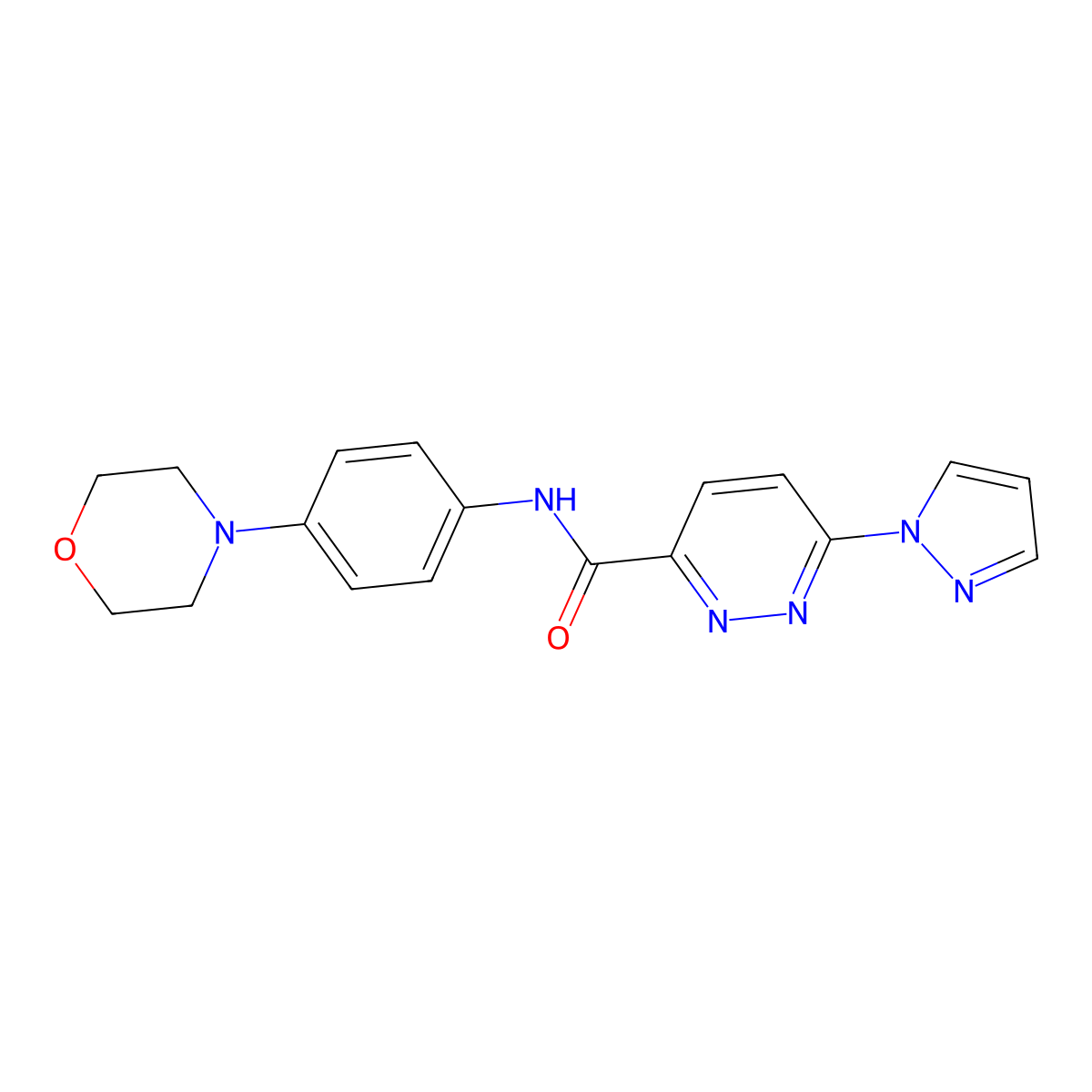 N-(4-morpholinophenyl)-6-(1H-pyrazol-1-yl)pyridazine-3-carboxamide molecular structure, CAS 1351588-47-0