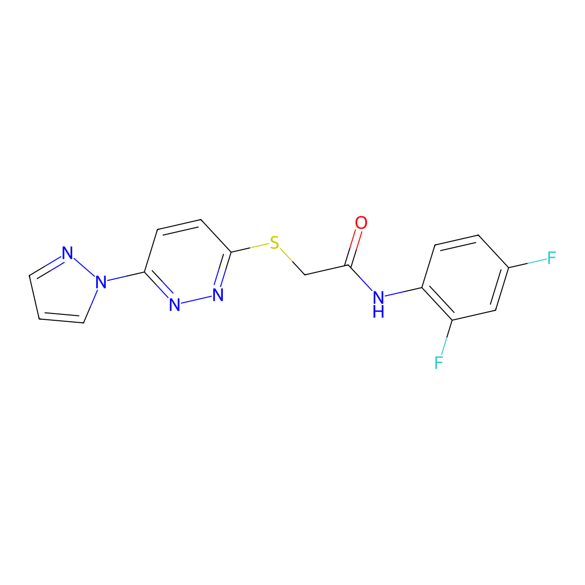 N-(2,4-difluorophenyl)-2-{[6-(1H-pyrazol-1-yl)pyridazin-3-yl]sulfanyl}acetamide molecular structure, CAS 1351588-49-2