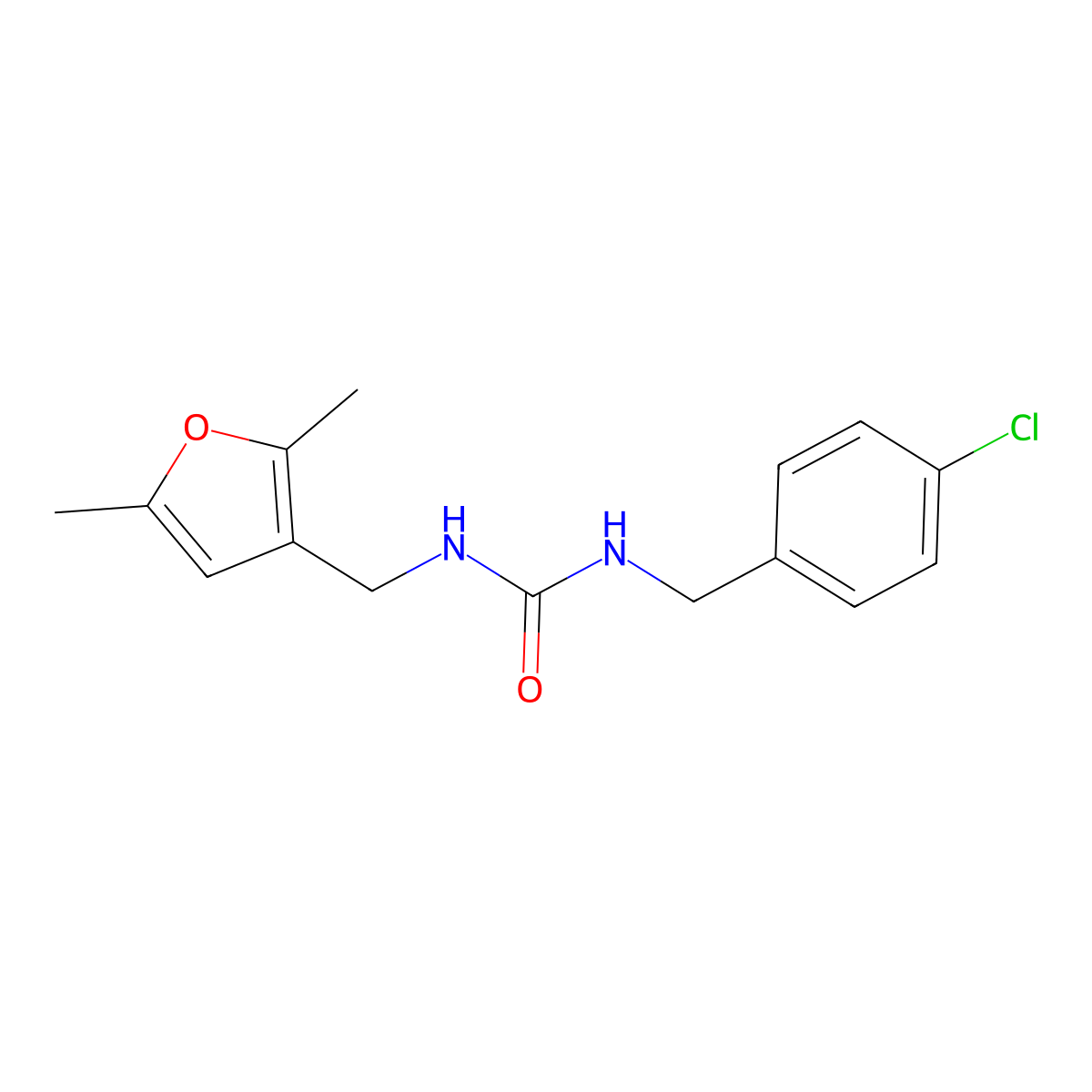 1-(4-Chlorobenzyl)-3-((2,5-dimethylfuran-3-yl)methyl)urea molecular structure, CAS 1351588-50-5