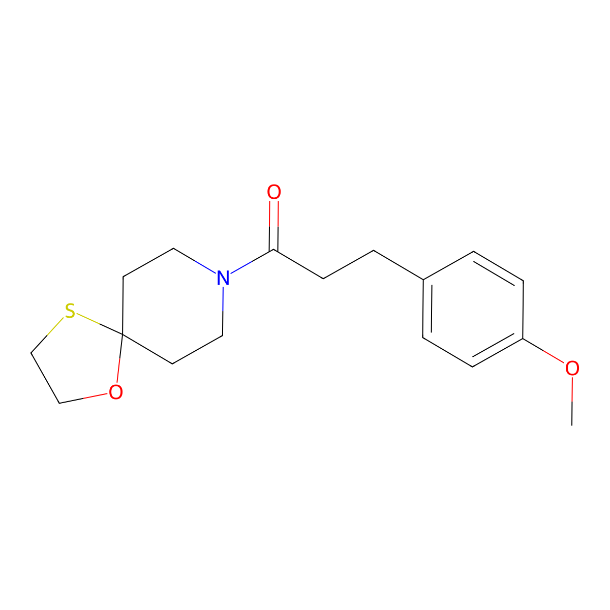 3-(4-Methoxyphenyl)-1-{1-oxa-4-thia-8-azaspiro[4.5]decan-8-yl}propan-1-one molecular structure, CAS 1351588-54-9