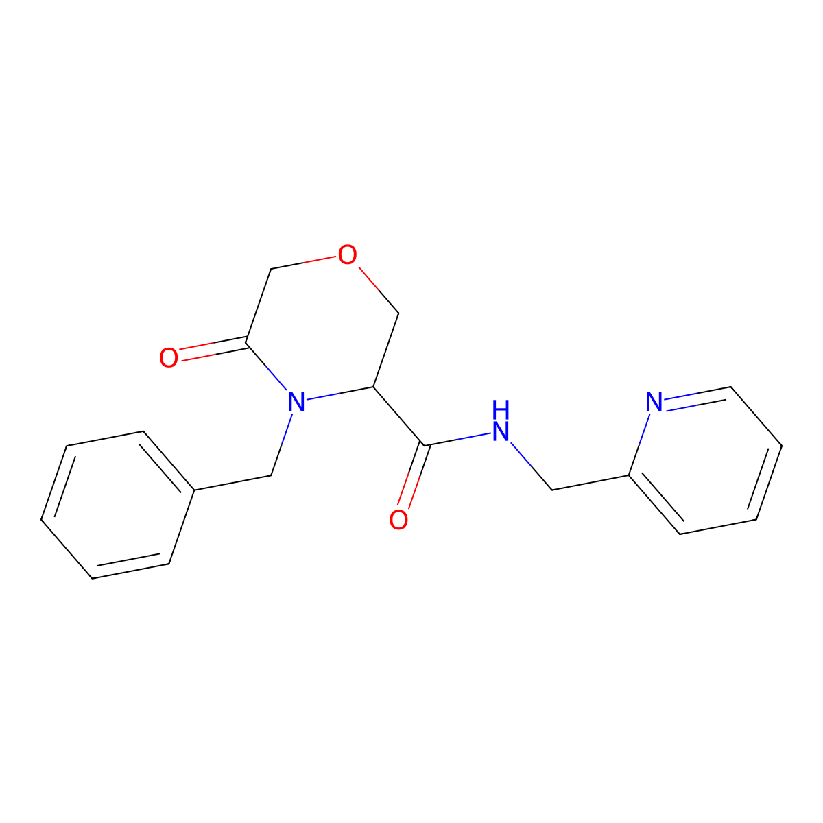 4-benzyl-5-oxo-N-[(pyridin-2-yl)methyl]morpholine-3-carboxamide molecular structure, CAS 1351588-55-0