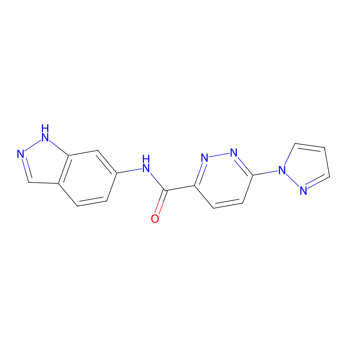 N-(1H-indazol-6-yl)-6-(1H-pyrazol-1-yl)pyridazine-3-carboxamide molecular structure, CAS 1351588-70-9