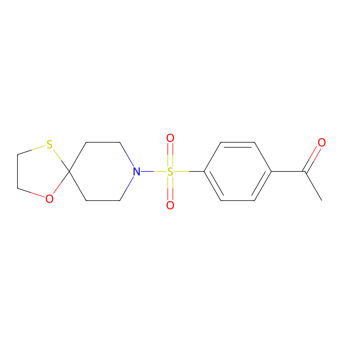 1-(4-(1-Oxa-4-thia-8-azaspiro[4.5]decan-8-ylsulfonyl)phenyl)ethanone molecular structure, CAS 1351588-76-5