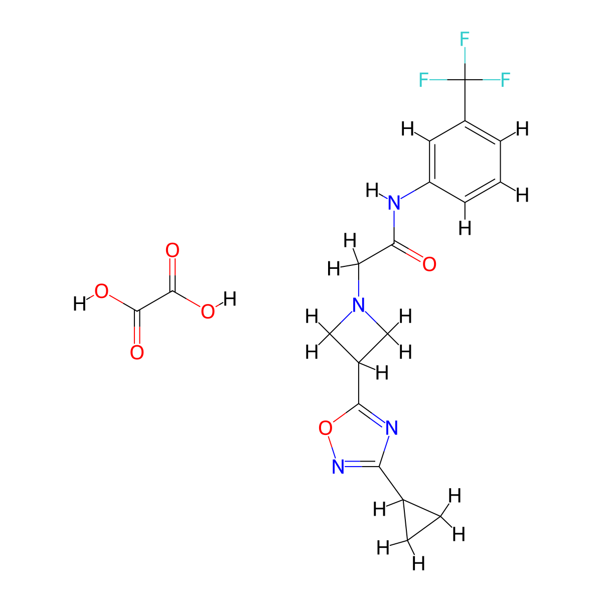2-(3-(3-cyclopropyl-1,2,4-oxadiazol-5-yl)azetidin-1-yl)-N-(3-(trifluoromethyl)phenyl)acetamide oxalate molecular structure, CAS 1351588-78-7