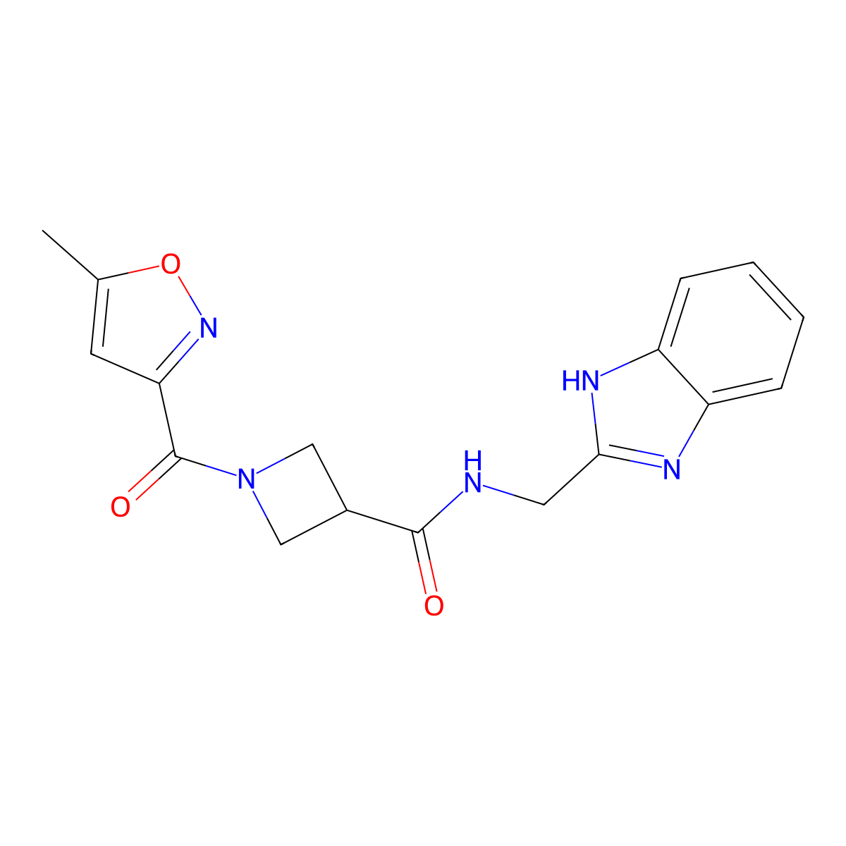 N-((1H-benzo[d]imidazol-2-yl)methyl)-1-(5-methylisoxazole-3-carbonyl)azetidine-3-carboxamide molecular structure, CAS 1351588-81-2