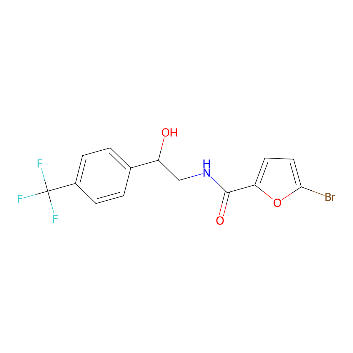 5-bromo-N-{2-hydroxy-2-[4-(trifluoromethyl)phenyl]ethyl}furan-2-carboxamide molecular structure, CAS 1351588-83-4
