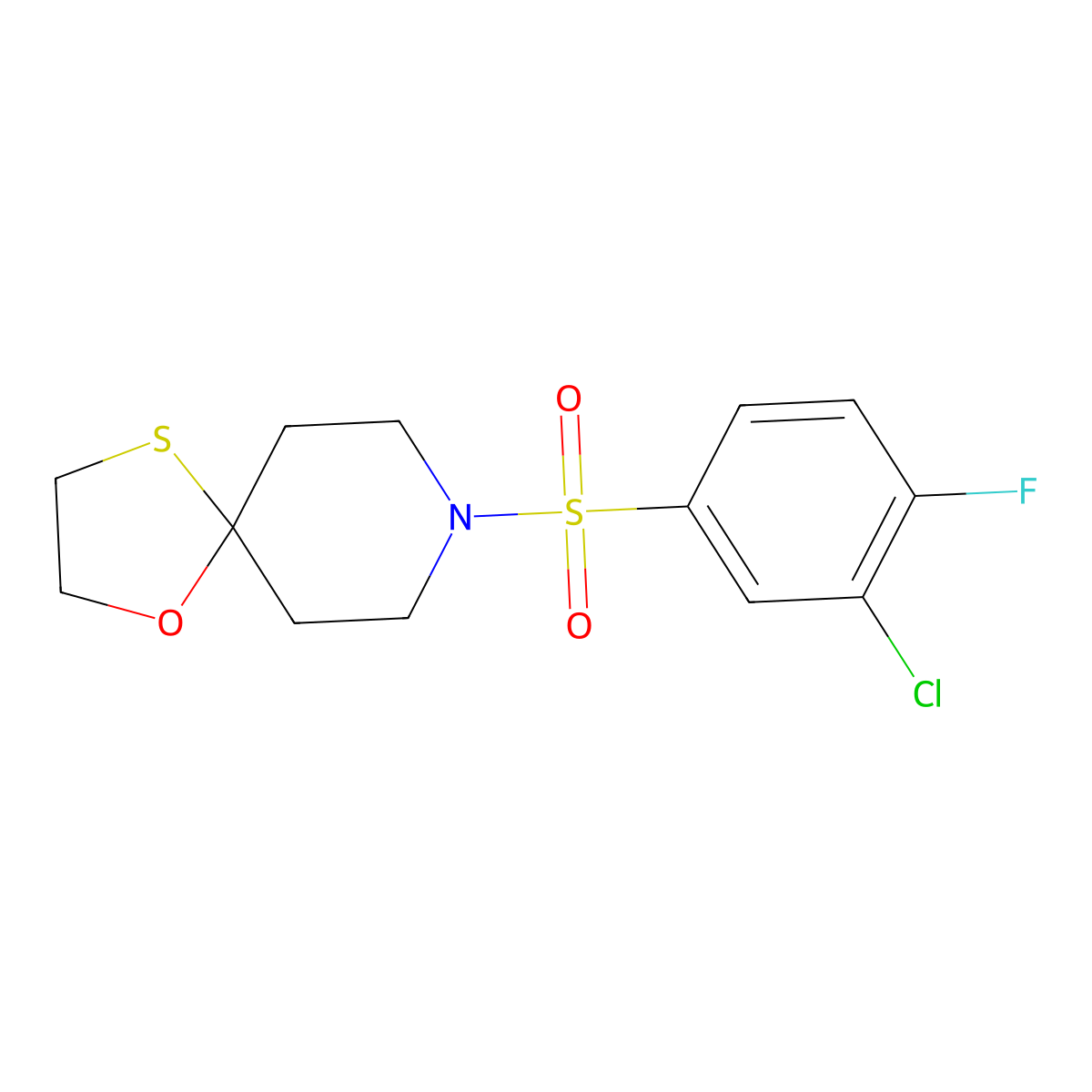 8-(3-Chloro-4-fluorobenzenesulfonyl)-1-oxa-4-thia-8-azaspiro[4.5]decane molecular structure, CAS 1351588-87-8