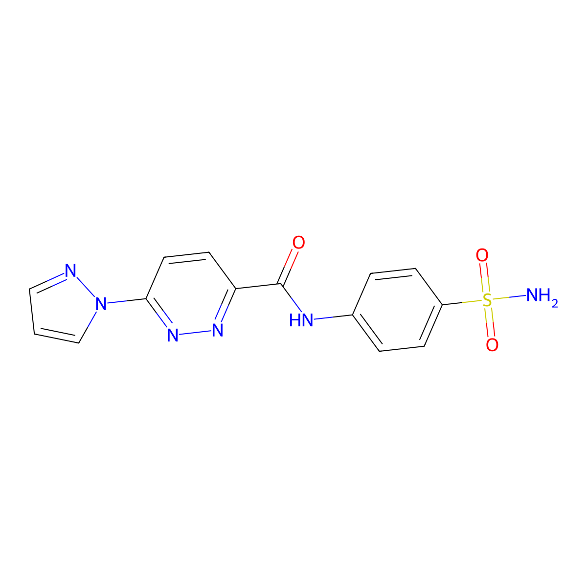 6-(1H-pyrazol-1-yl)-N-(4-sulfamoylphenyl)pyridazine-3-carboxamide molecular structure, CAS 1351588-89-0