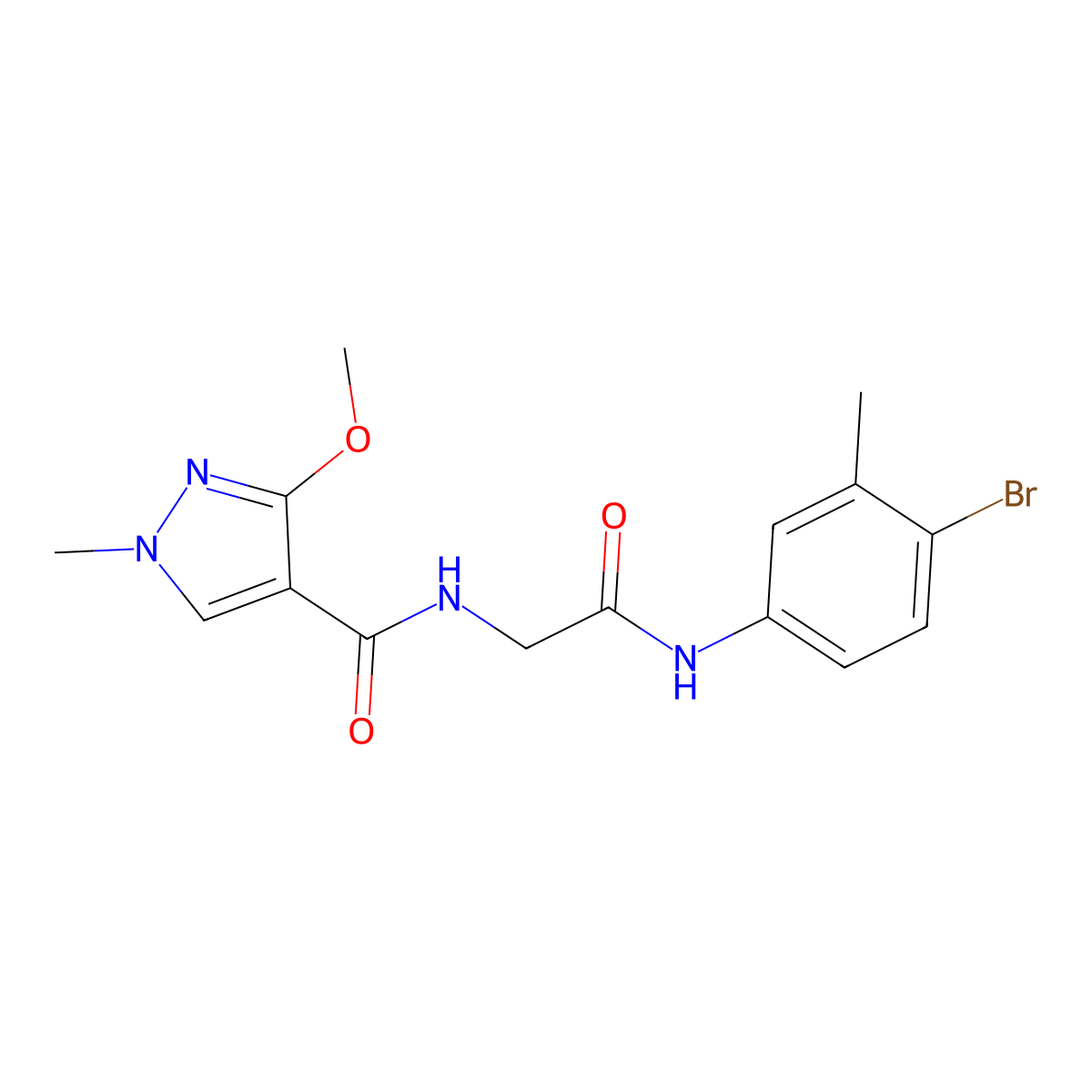 N-(2-((4-bromo-3-methylphenyl)amino)-2-oxoethyl)-3-methoxy-1-methyl-1H-pyrazole-4-carboxamide molecular structure, CAS 1351588-93-6