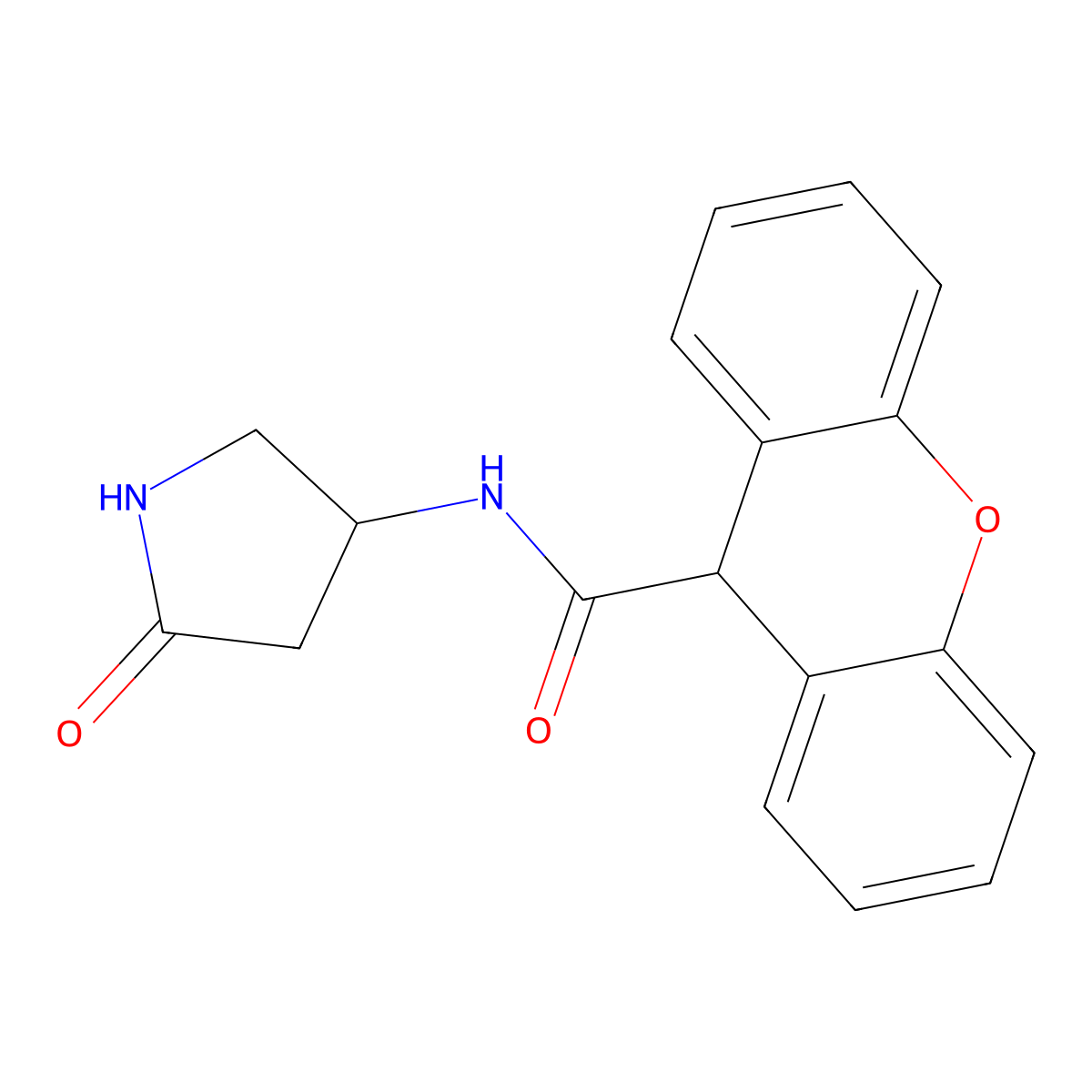 N-(5-oxopyrrolidin-3-yl)-9H-xanthene-9-carboxamide molecular structure, CAS 1351588-95-8