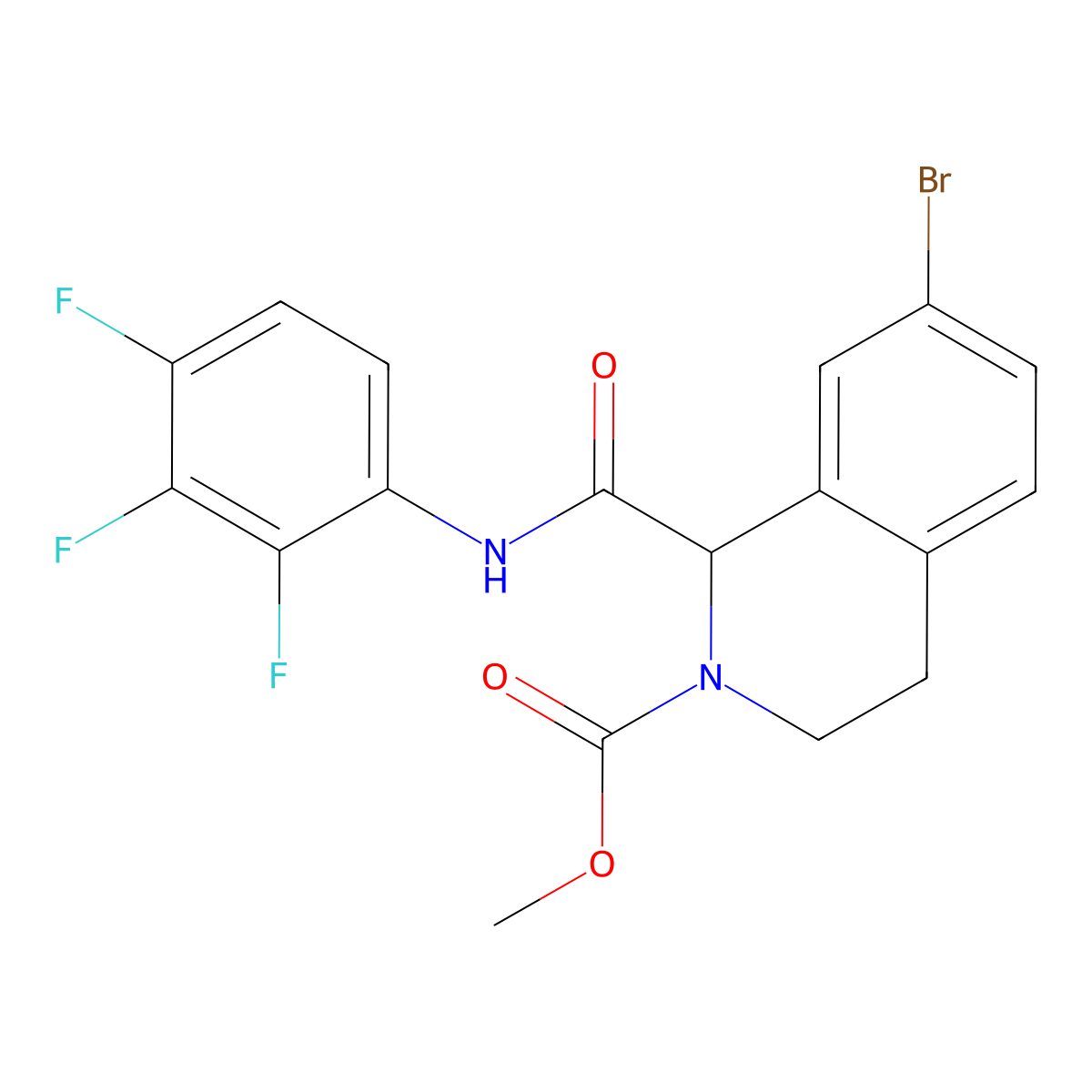 methyl 7-bromo-1-((2,3,4-trifluorophenyl)carbamoyl)-3,4-dihydroisoquinoline-2(1H)-carboxylate molecular structure, CAS 1351589-00-8