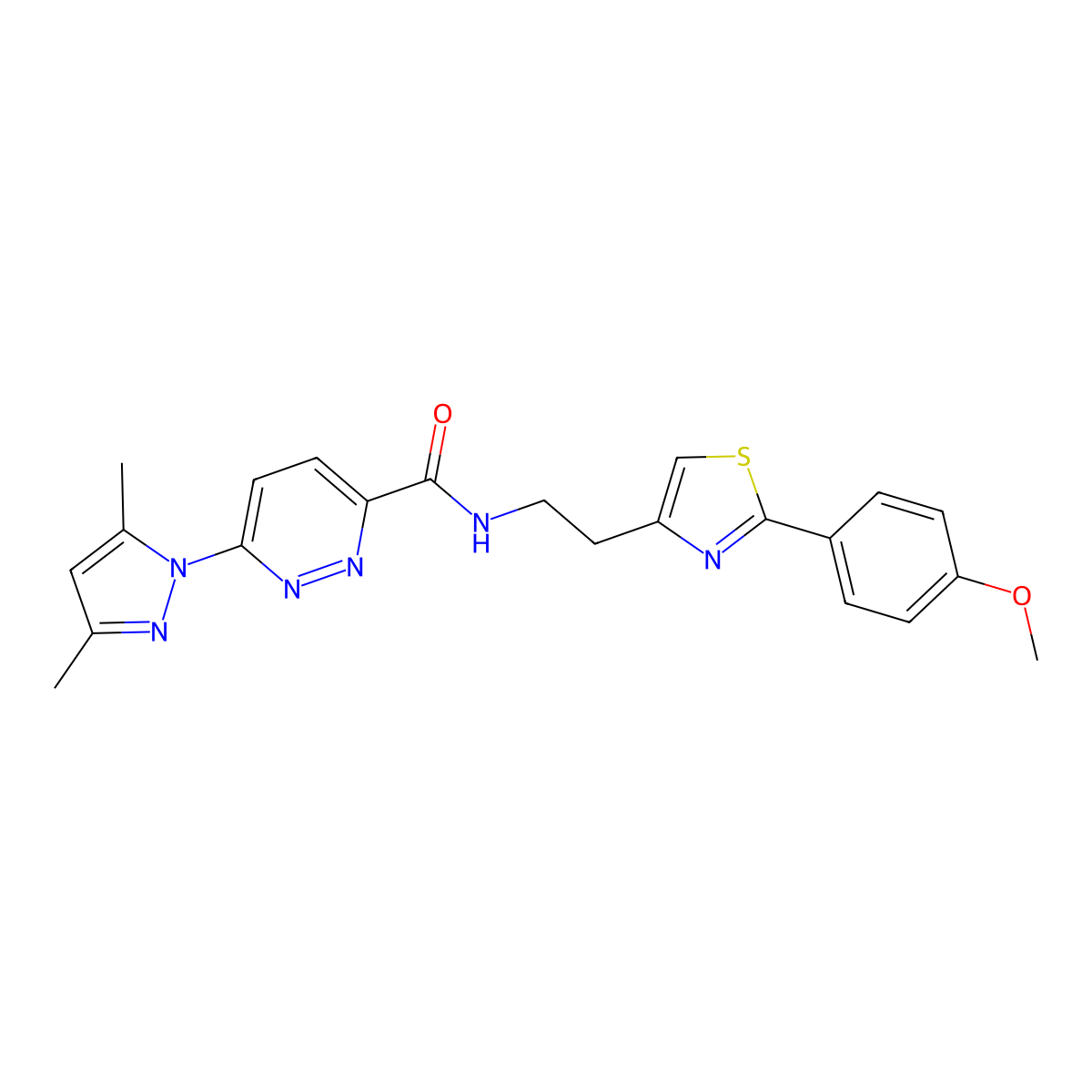 6-(3,5-dimethyl-1H-pyrazol-1-yl)-N-(2-(2-(4-methoxyphenyl)thiazol-4-yl)ethyl)pyridazine-3-carboxamide molecular structure, CAS 1351589-03-1