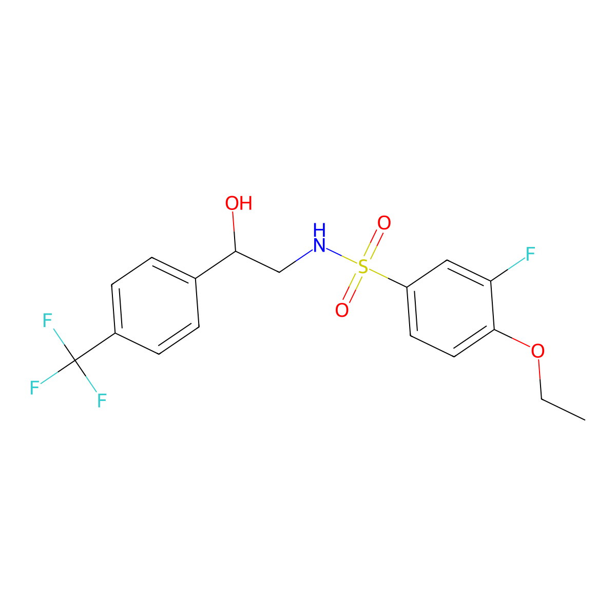 4-ethoxy-3-fluoro-N-(2-hydroxy-2-(4-(trifluoromethyl)phenyl)ethyl)benzenesulfonamide molecular structure, CAS 1351589-07-5