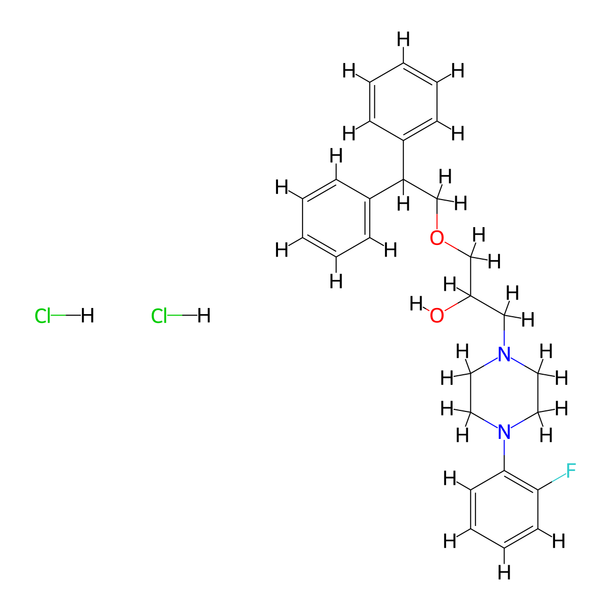 1-(2,2-Diphenylethoxy)-3-[4-(2-fluorophenyl)piperazin-1-YL]propan-2-OL dihydrochloride molecular structure, CAS 1351589-09-7