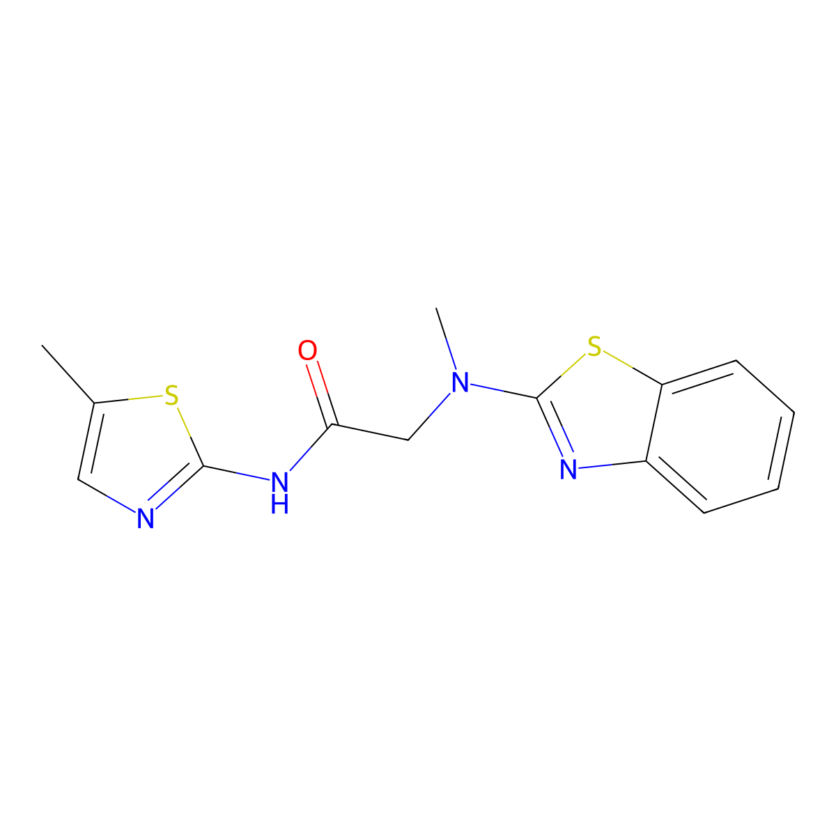 2-(benzo[d]thiazol-2-yl(methyl)amino)-N-(5-methylthiazol-2-yl)acetamide molecular structure, CAS 1351589-10-0