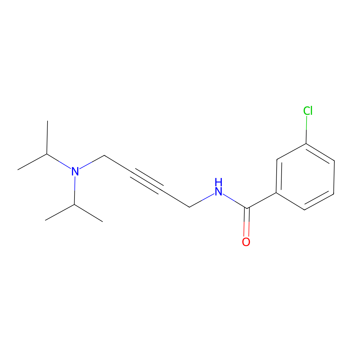 3-chloro-N-(4-(diisopropylamino)but-2-yn-1-yl)benzamide molecular structure, CAS 1351589-11-1