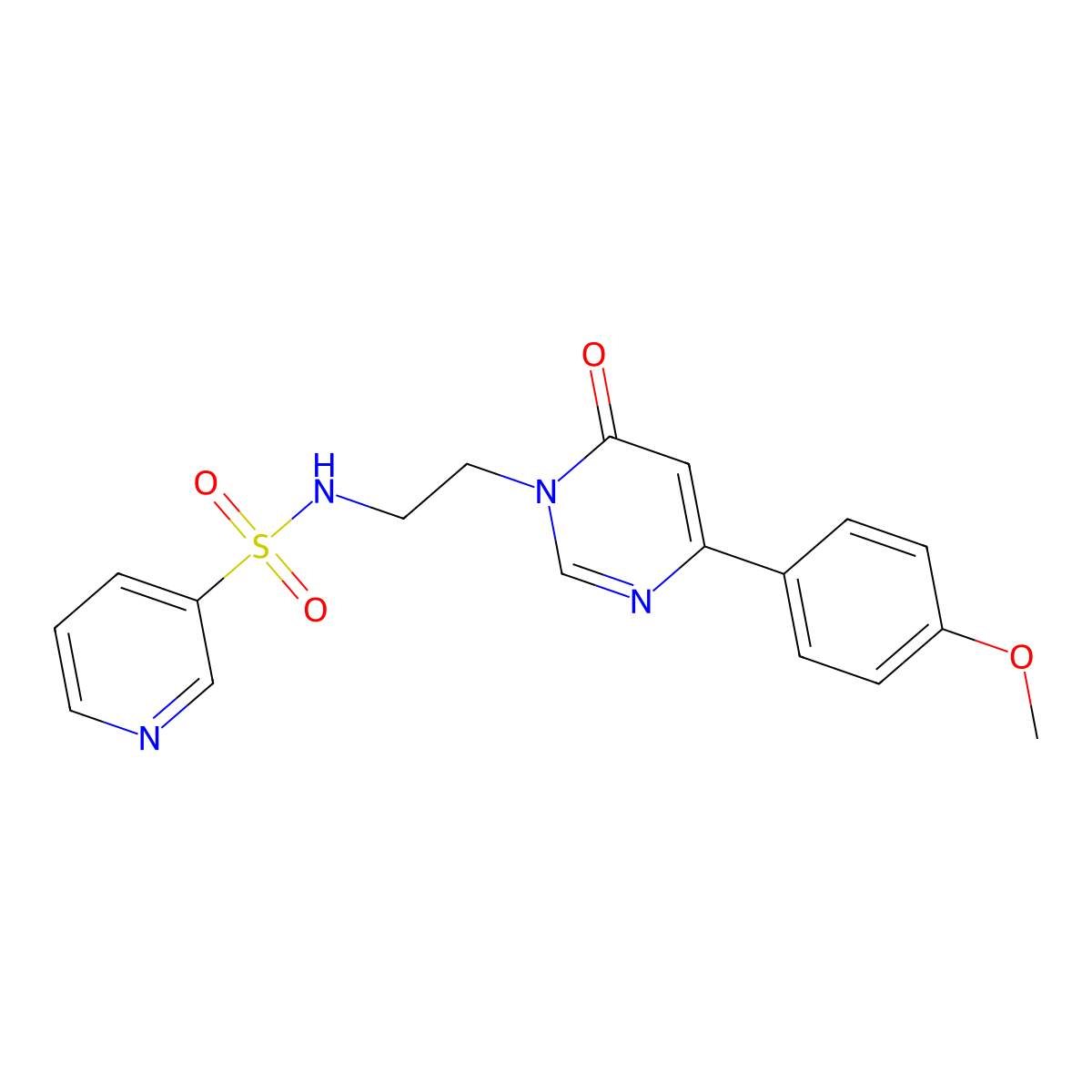 N-(2-(4-(4-methoxyphenyl)-6-oxopyrimidin-1(6H)-yl)ethyl)pyridine-3-sulfonamide molecular structure, CAS 1351589-12-2