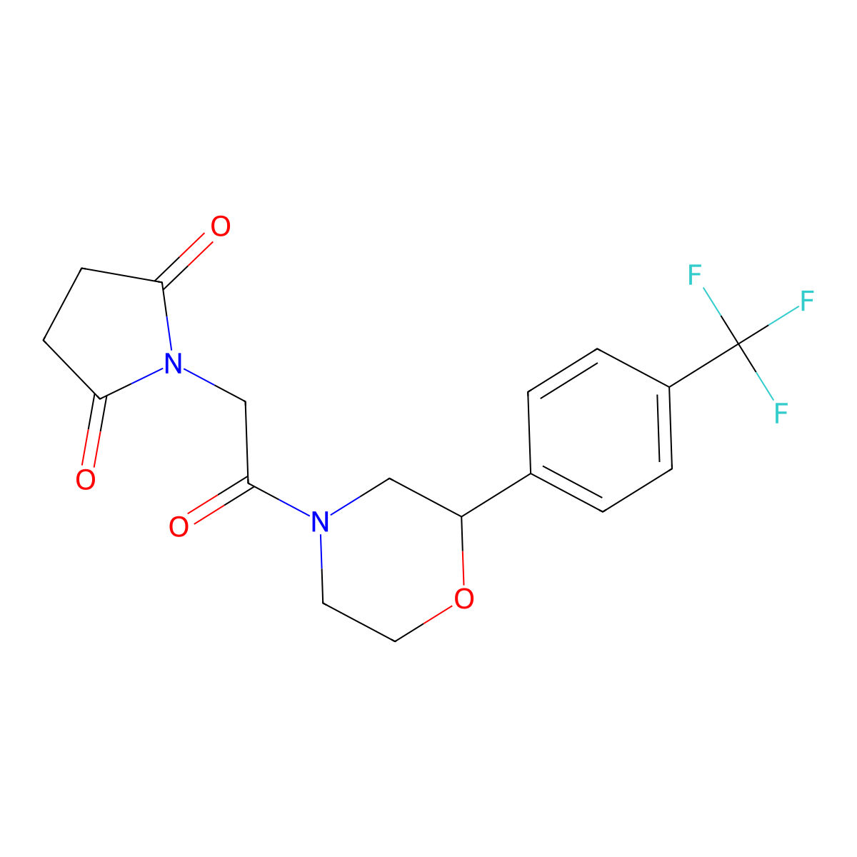 1-(2-Oxo-2-(2-(4-(trifluoromethyl)phenyl)morpholino)ethyl)pyrrolidine-2,5-dione molecular structure, CAS 1351589-20-2